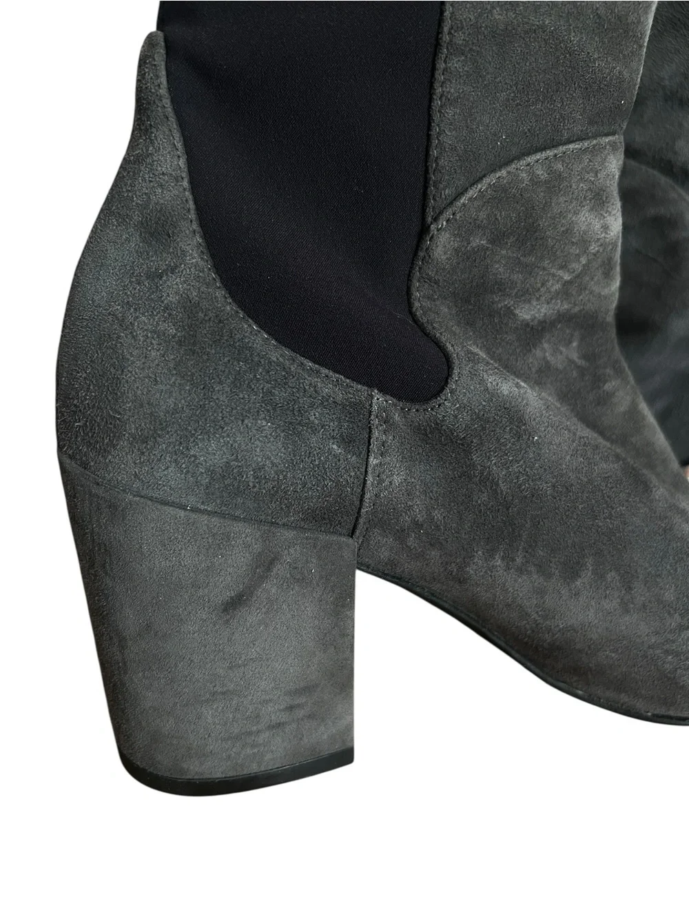 Stuart Weitzman Gray Suede Tall Block Heel Boots Size 7 M
